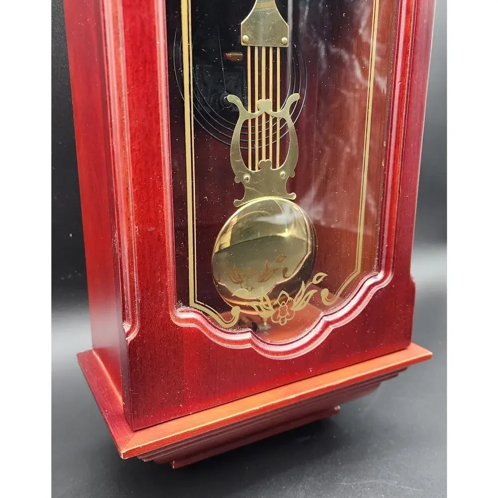 Vintage 31‑Day Regulator Clock Wood Case Glass Door w/ Key – For Decor/Parts